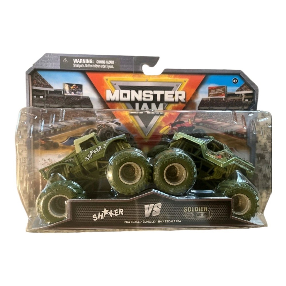 Monster Jam Shaker vs Soldier Fortune 1 64 Scale Diecast Trucks New In Package